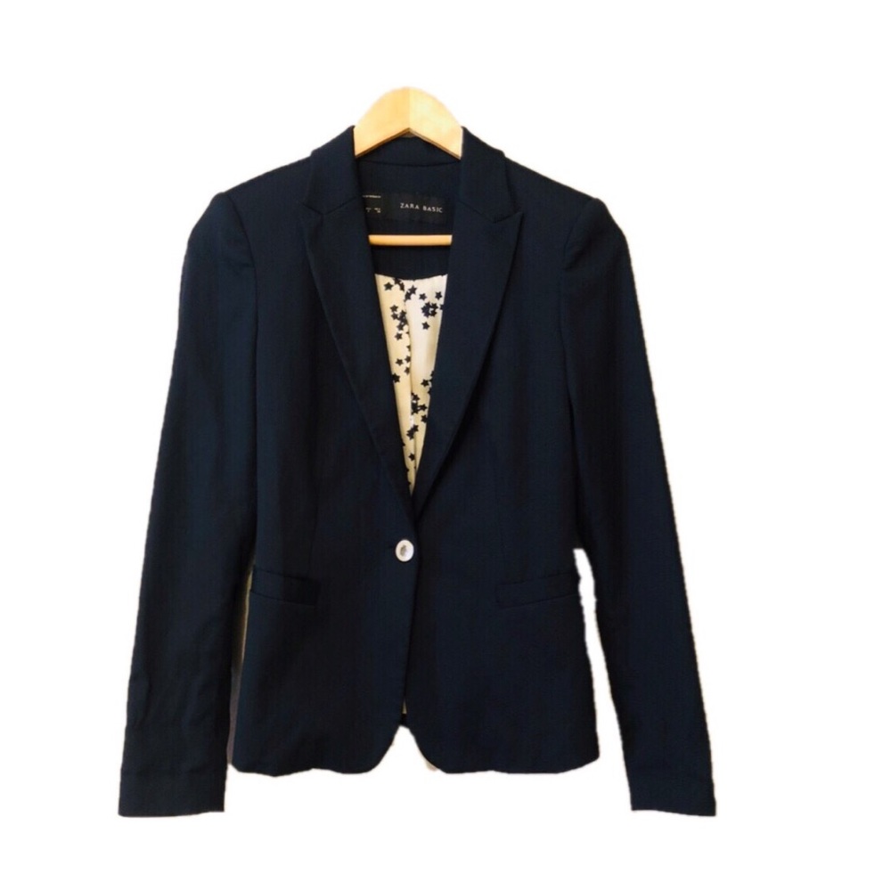 Zara - Small - Navy Blue Blazer -Star inner lining